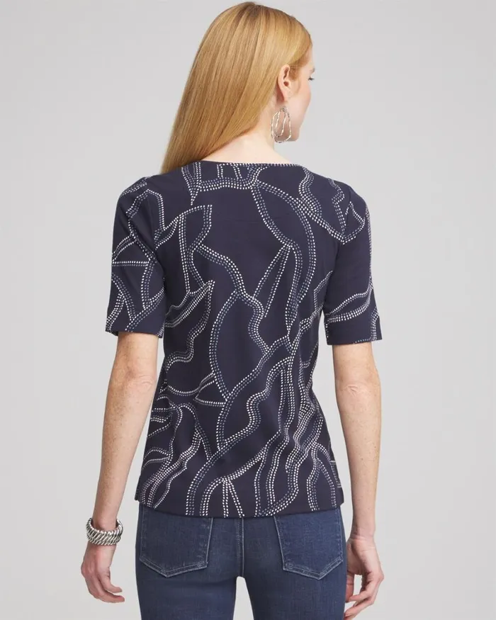 Chico039s Tops Abstract Everyday Elbow Sleeve Tee Classic Navy 8211 Clothing Chico039s Tops Abstract Everyday Elbow Sleeve Tee Classic Navy 8211 Clothing