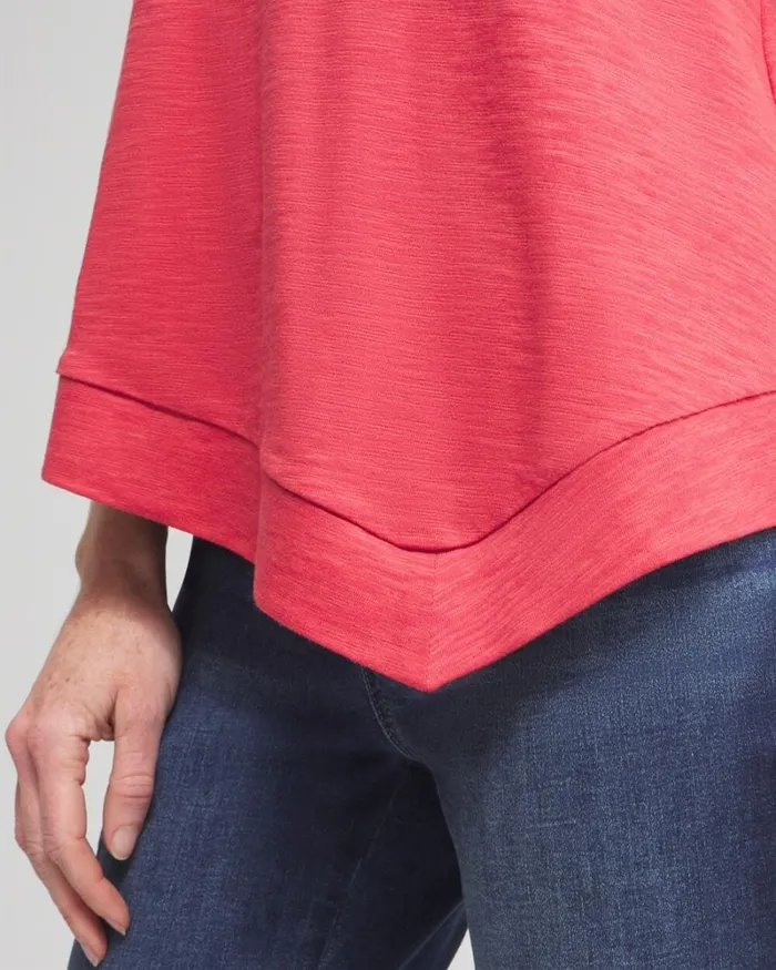 Chico039s Tops Asymmetrical Elbow Sleeve Tee Alabaster 8211 Clothing
