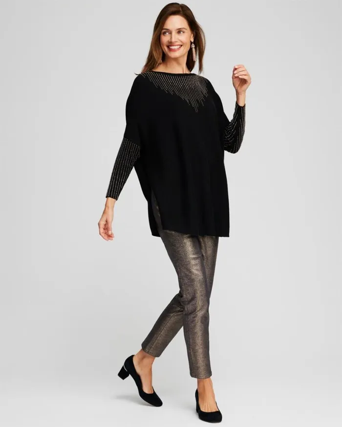 Chico039s Tops Cashmere Blend Sweater Poncho Black 8211 Clothing