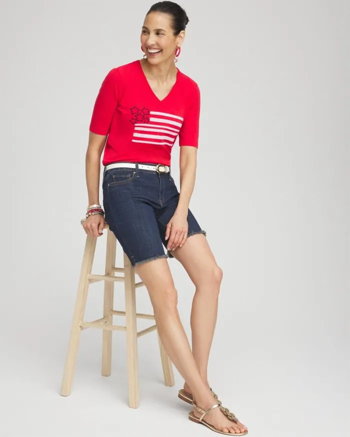 Chico039s Tops Embellished Flag Tee Madeira Red 8211 Clothing
