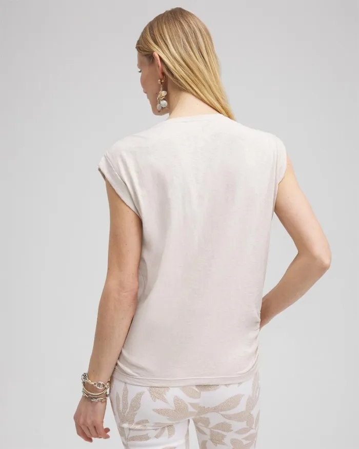 Chico039s Tops Knot Front Tee Smokey Taupe 8211 Clothing