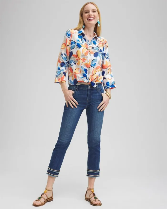 Chico039s Tops No Iron Linen Floral 34 Sleeve Shirt Optic White 8211 Clothing Chico039s Tops No Iron Linen Floral 34 Sleeve Shirt Optic White 8211 Clothing