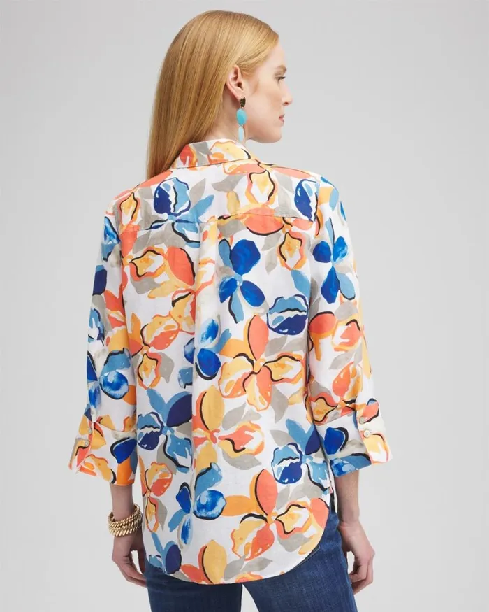 Chico039s Tops No Iron Linen Floral 34 Sleeve Shirt Optic White 8211 Clothing Chico039s Tops No Iron Linen Floral 34 Sleeve Shirt Optic White 8211 Clothing