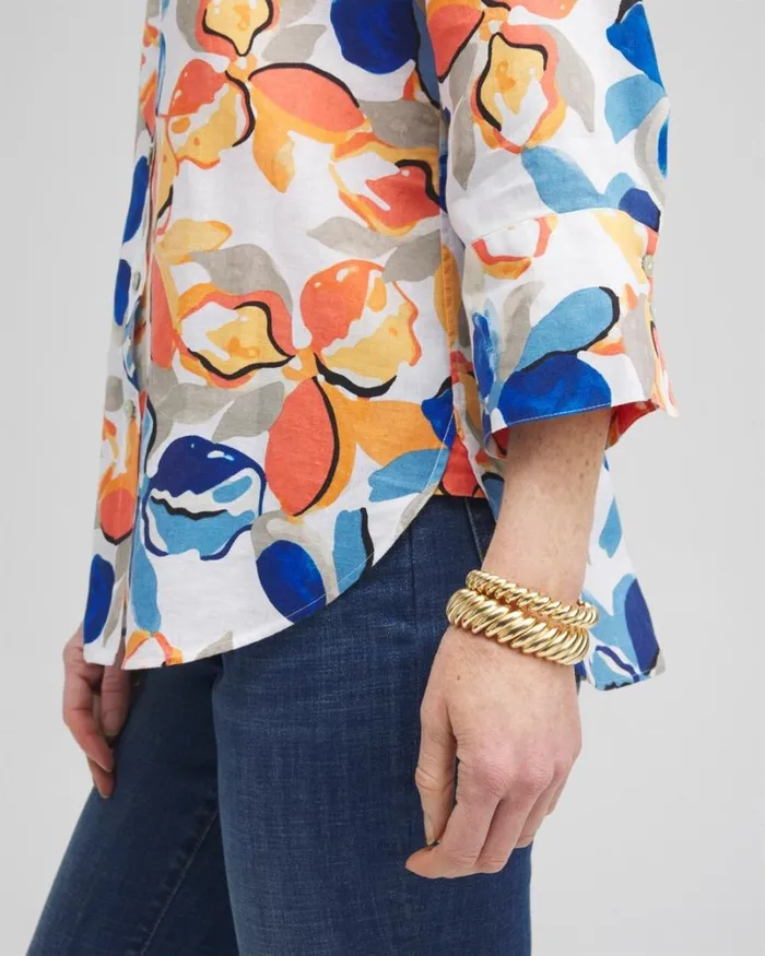 Chico039s Tops No Iron Linen Floral 34 Sleeve Shirt Optic White 8211 Clothing Chico039s Tops No Iron Linen Floral 34 Sleeve Shirt Optic White 8211 Clothing