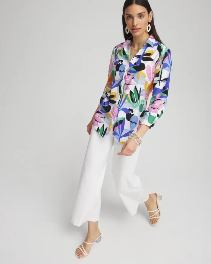 Chico039s Tops No Iron Stretch Tropical Shirt Purple Nightshade 8211 Clothing Chico039s Tops No Iron Stretch Tropical Shirt Purple Nightshade 8211 Clothing