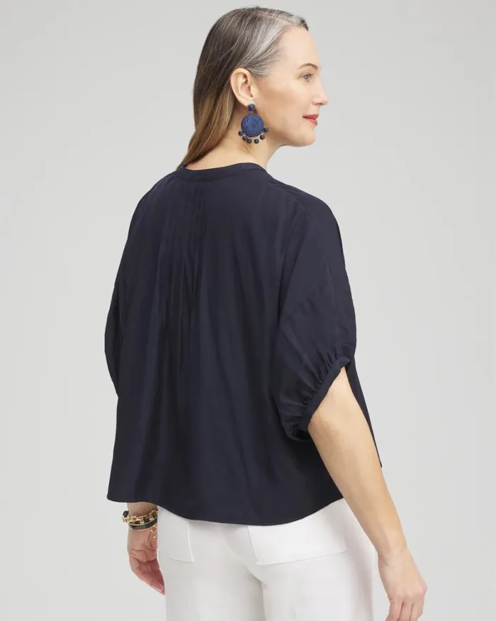 Chico039s Tops Pintuck Dolman Sleeve Shirt Classic Navy 8211 Clothing