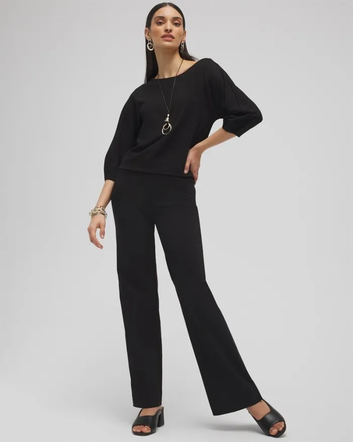 Chico039s Tops Ponte OffTheShoulder Top Black 8211 Clothing