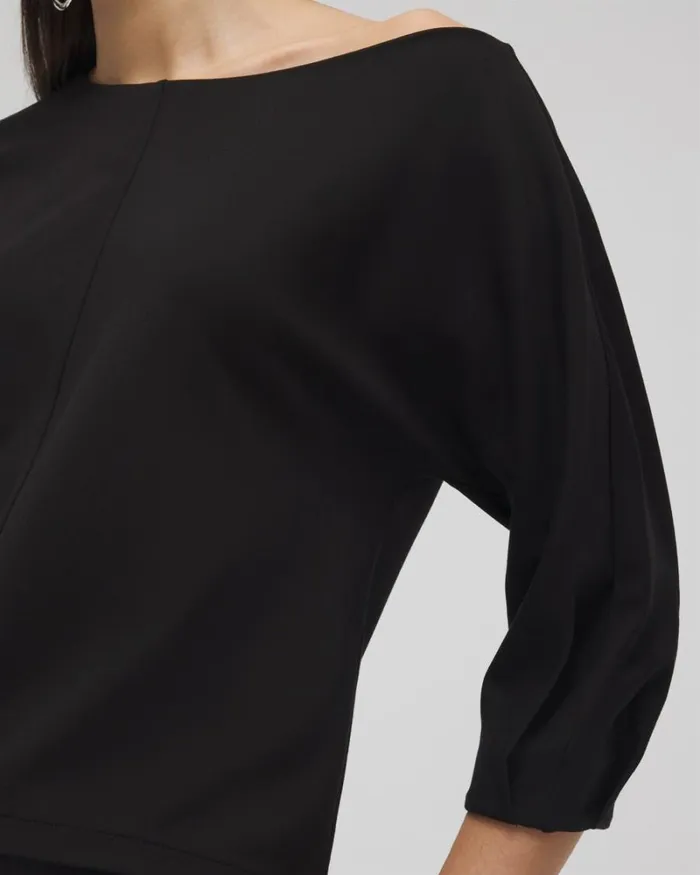 Chico039s Tops Ponte OffTheShoulder Top Black 8211 Clothing