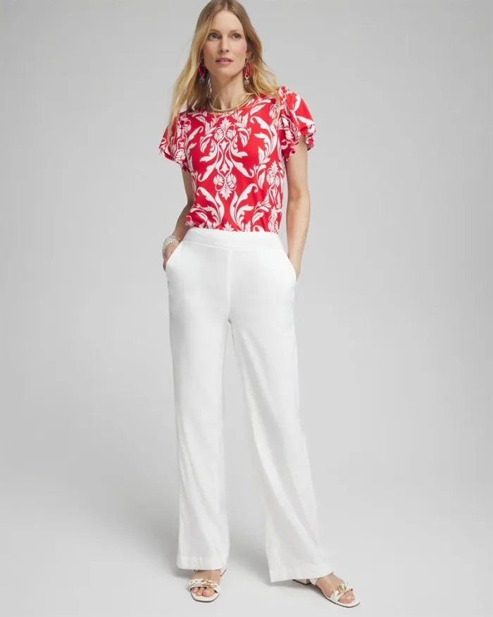 Chico039s Tops Red Ruffle Sleeve Tee Watermelon Punch 8211 Clothing