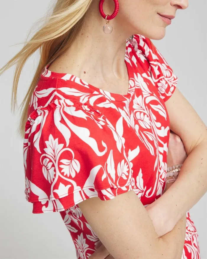 Chico039s Tops Red Ruffle Sleeve Tee Watermelon Punch 8211 Clothing