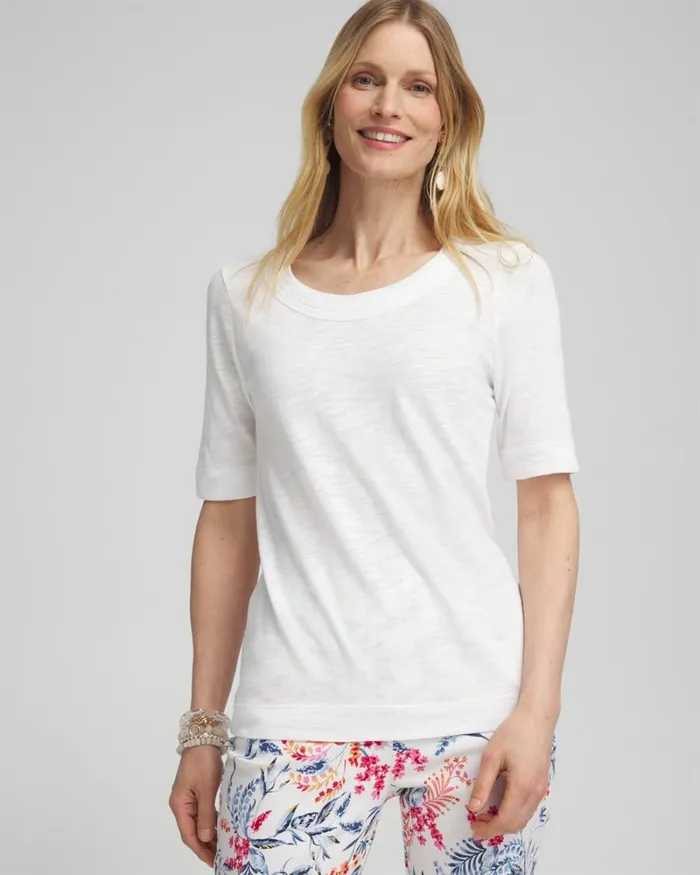 Chico039s Tops Scoop Neck Tee Alabaster 8211 Clothing