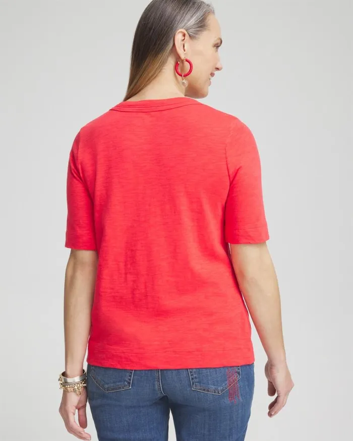 Chico039s Tops Scoop Neck Tee Alabaster 8211 Clothing