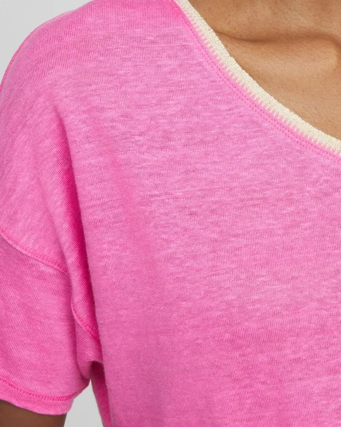 Chico039s Tops Sweater Trim Linen Tee Watermelon Punch 8211 Clothing