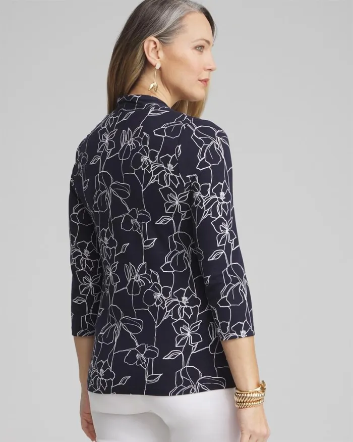 Chico039s Tops Touch Of Cool Floral 34 Sleeve Tee Classic Navy 8211 Clothing Chico039s Tops Touch Of Cool Floral 34 Sleeve Tee Classic Navy 8211 Clothing