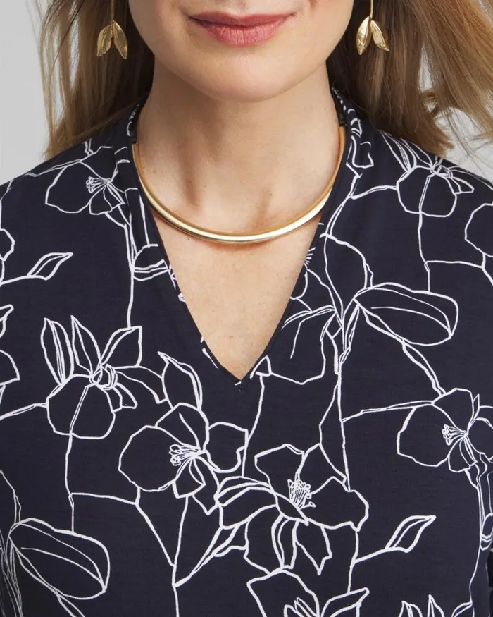 Chico039s Tops Touch Of Cool Floral 34 Sleeve Tee Classic Navy 8211 Clothing Chico039s Tops Touch Of Cool Floral 34 Sleeve Tee Classic Navy 8211 Clothing