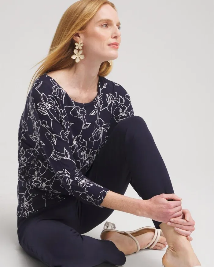 Chico039s Tops Touch Of Cool Floral Banded Hem Top Classic Navy 8211 Clothing Chico039s Tops Touch Of Cool Floral Banded Hem Top Classic Navy 8211 Clothing