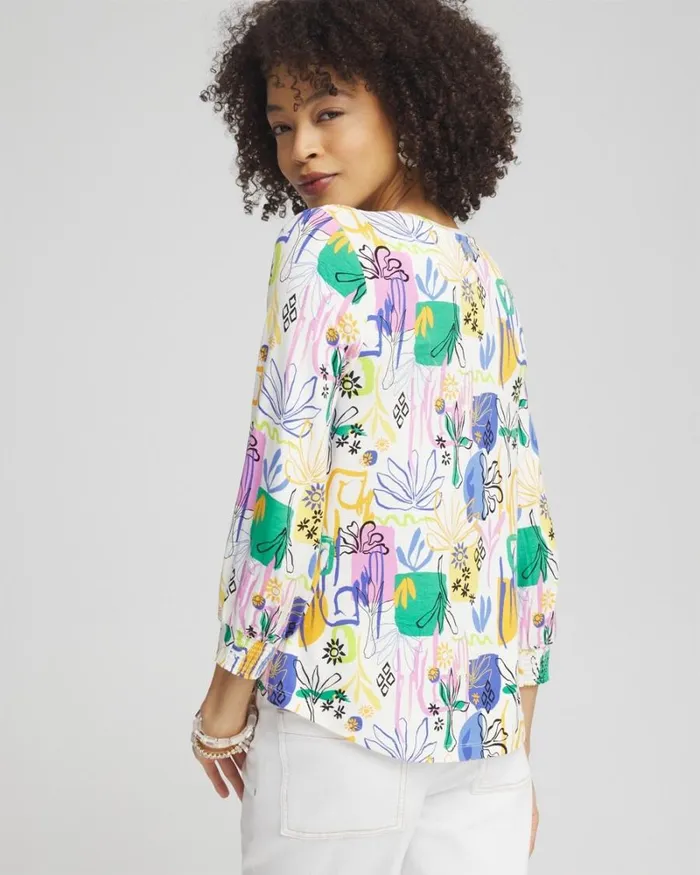 Chico039s Tops Touch Of Cool Surreal Smock Sleeve Tee Purple Nightshade 8211 Clothing Chico039s Tops Touch Of Cool Surreal Smock Sleeve Tee Purple Nightshade 8211 Clothing