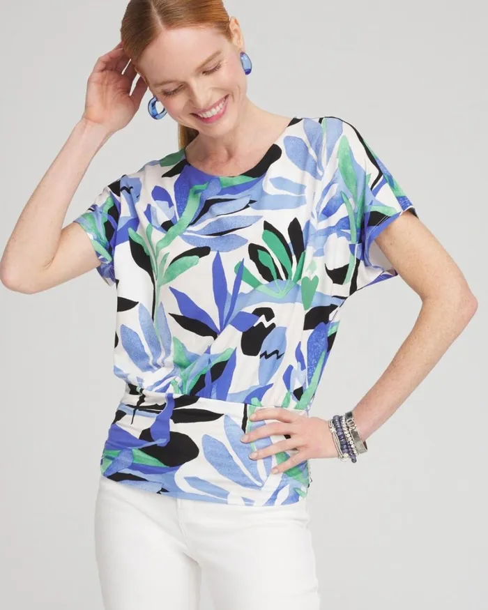 Chico039s Tops Touch Of Cool Tropics Ruched Banded Hem Top Purple Nightshade 8211 Clothing Chico039s Tops Touch Of Cool Tropics Ruched Banded Hem Top Purple Nightshade 8211 Clothing