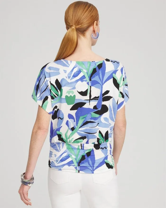 Chico039s Tops Touch Of Cool Tropics Ruched Banded Hem Top Purple Nightshade 8211 Clothing Chico039s Tops Touch Of Cool Tropics Ruched Banded Hem Top Purple Nightshade 8211 Clothing