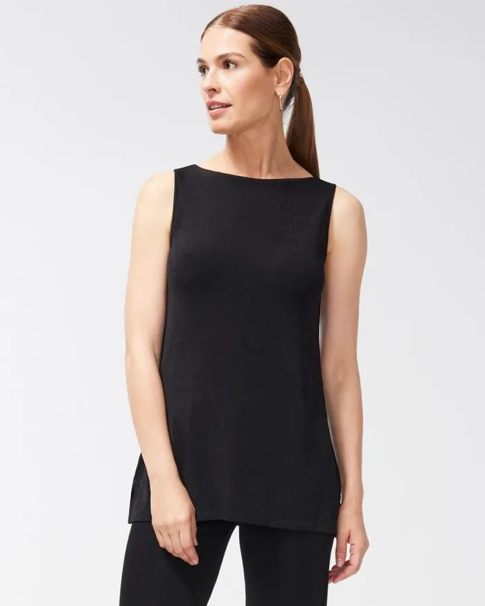 Chico039s Tops Travelers Classic Side Slit Tank Travelers Black 8211 Clothing