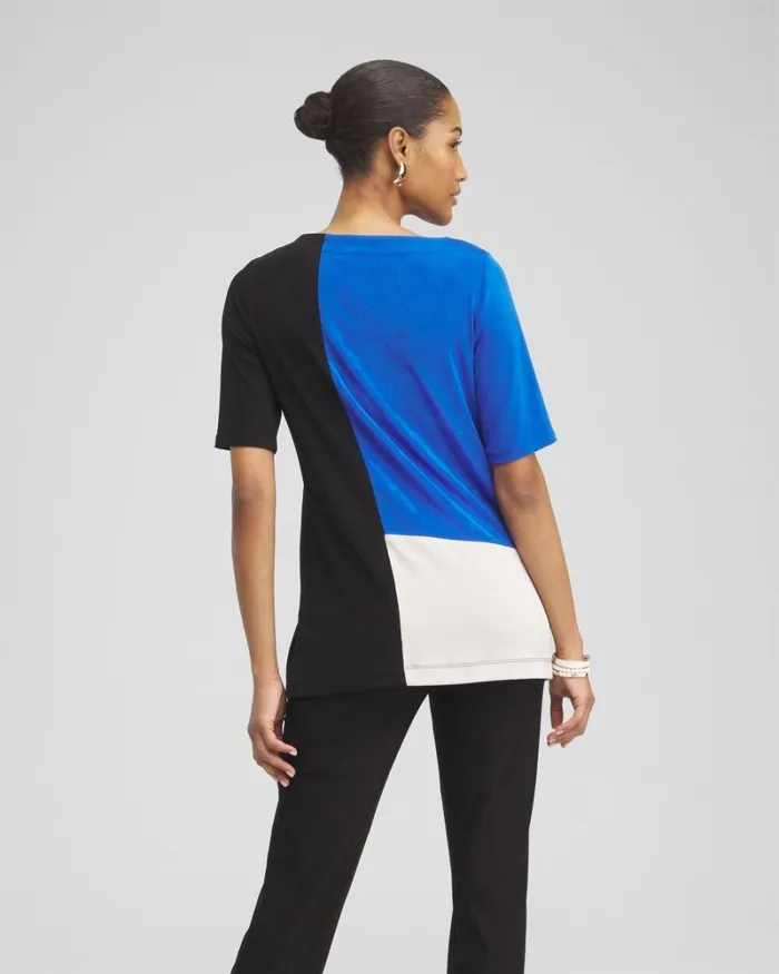 Chico039s Tops Travelers Colorblock Tunic Intense Azure 8211 Clothing