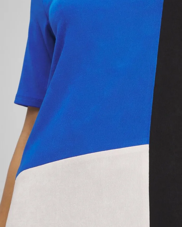 Chico039s Tops Travelers Colorblock Tunic Intense Azure 8211 Clothing