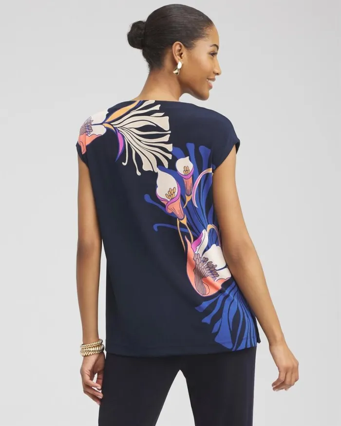 Chico039s Tops Travelers Floral Tunic Travelers India Ink 8211 Clothing