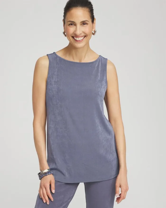 Chico039s Tops Travelers Side Slit Tank Soft Slate 8211 Clothing