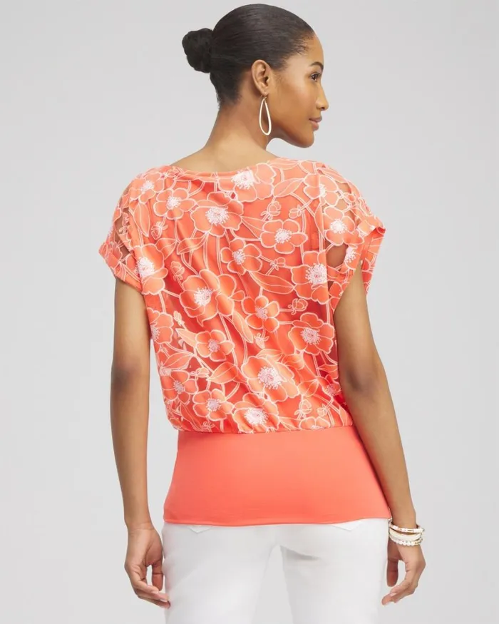 Chico039s Tops Warm Banded Hem Top Nectarine 8211 Clothing
