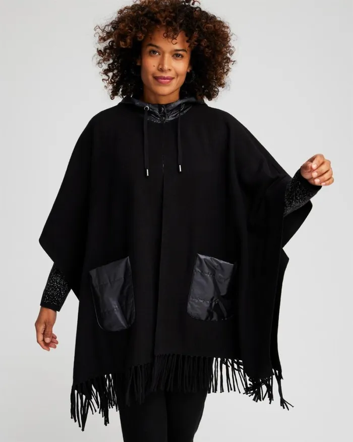 Chico039s Tops Zenergy Luxe Cashmere Blend Quilted Poncho Black 8211 Clothing Chico039s Tops Zenergy Luxe Cashmere Blend Quilted Poncho Black 8211 Clothing