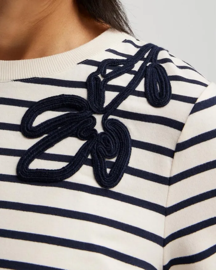 Chico039s Tops Zenergy Soutache Stripe Pullover Classic Navy 8211 Clothing