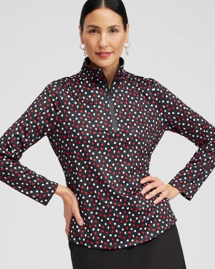 Chico039s Tops Zenergy UPF Heart Print Long Sleeve Top Love Letter Red 8211 Clothing