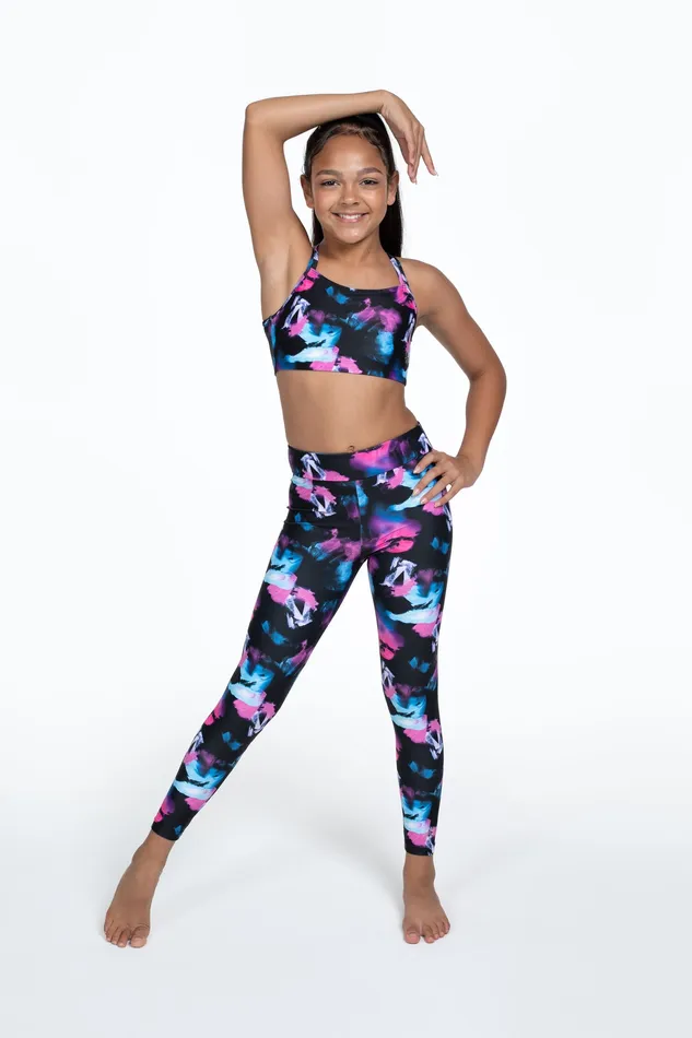 Children Bloch Bloch X Flo Active Full Length Legging Black Splash Tights
