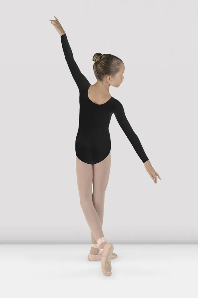 Children Bloch Girls Meglio Long Sleeve Leotard Black Leotards