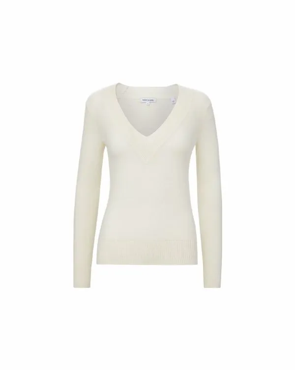 Coleta VNeck Cashmere Sweater Ivory Women Veronica Beard Sweaters Coleta VNeck Cashmere Sweater Ivory Women Veronica Beard Sweaters