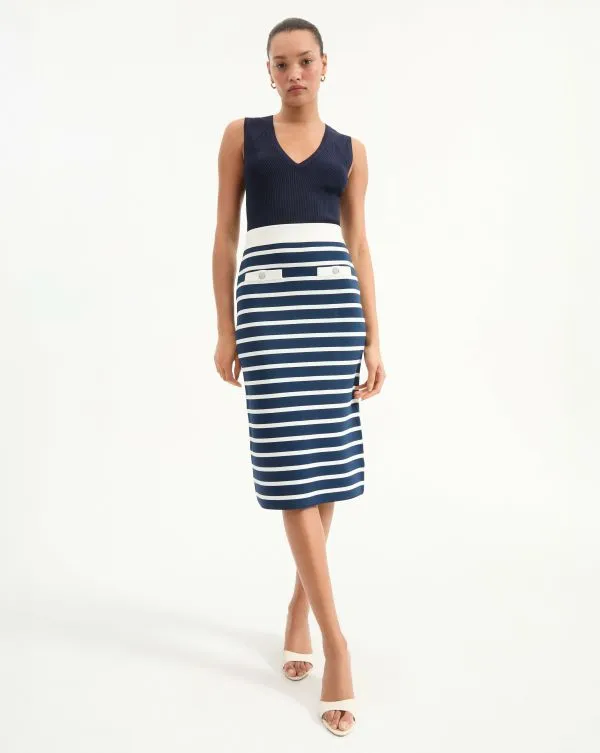 Corbin Skirt Navyandoffwhite Women Veronica Beard Skirts and Shorts Corbin Skirt Navyandoffwhite Women Veronica Beard Skirts and Shorts