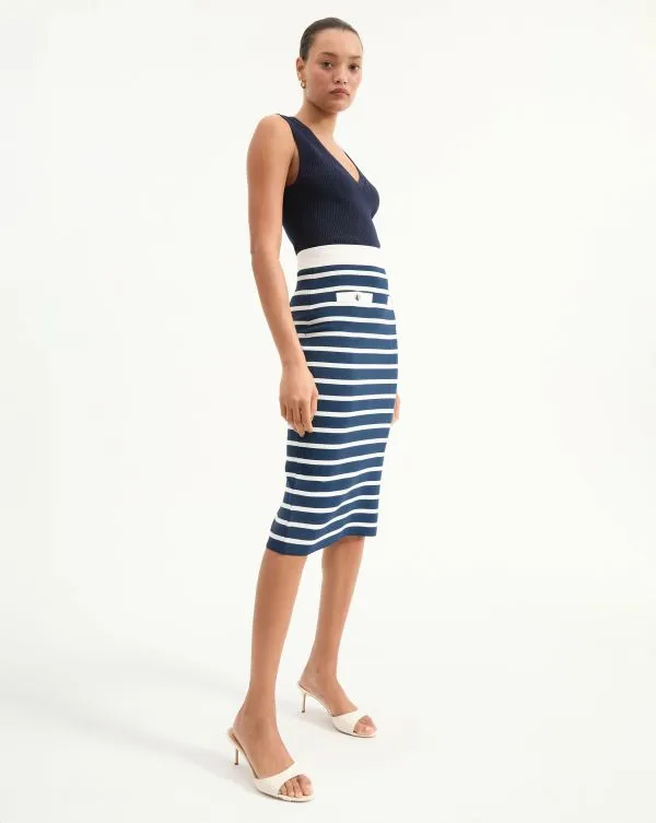 Corbin Skirt Navyandoffwhite Women Veronica Beard Skirts and Shorts Corbin Skirt Navyandoffwhite Women Veronica Beard Skirts and Shorts