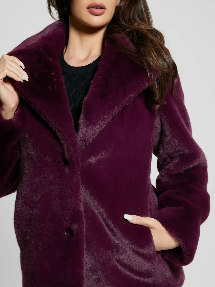 Corinne FauxFur Coat Black Cherry Jackets and Coats GUESS Women Corinne FauxFur Coat Black Cherry Jackets and Coats GUESS Women
