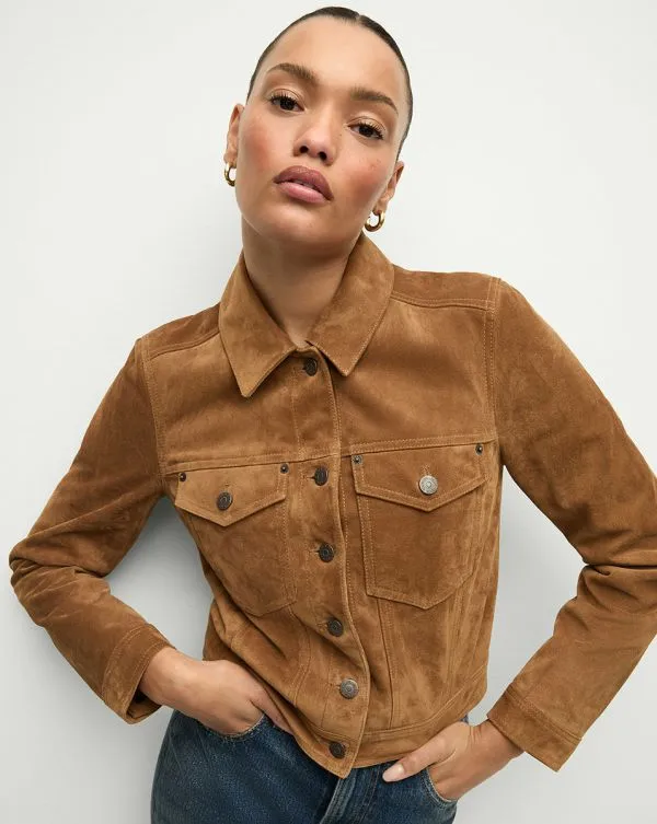 Delena Suede Jacket Whisky Women Veronica Beard Jackets and Outerwear