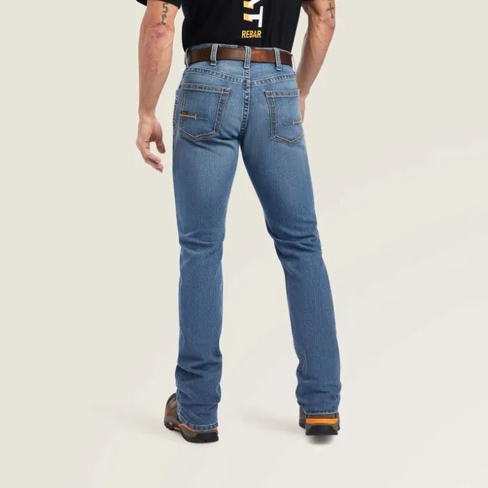 Denim Men Ariat Rebar M4 Low Rise DuraStretch Edge Boot Cut Jean Ventura