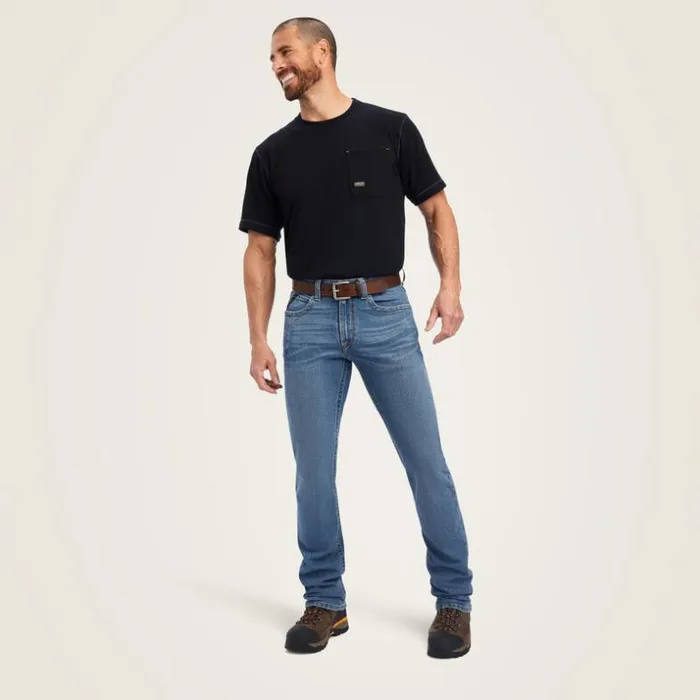 Denim Men Ariat Rebar M4 Low Rise DuraStretch Edge Boot Cut Jean Ventura