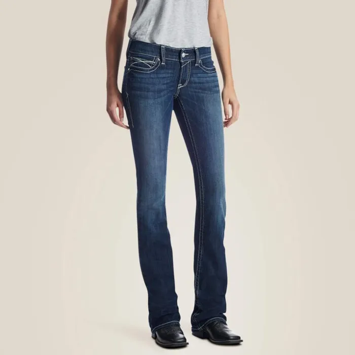 Denim Women Ariat REAL Low Rise Stretch Rosy Whipstitch Boot Cut Jean Lakeshore Denim Women Ariat REAL Low Rise Stretch Rosy Whipstitch Boot Cut Jean Lakeshore