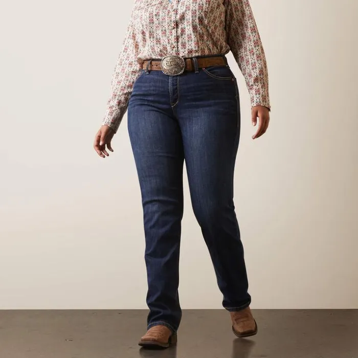 Denim Women Ariat REAL Perfect Rise Greta Straight Jean Midnight