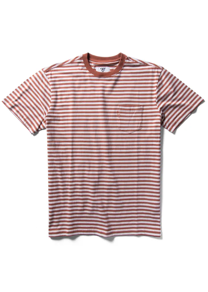 Derrick Disney Stripe Eco Pkt Tee Terracotta Knit Tees Vissla Men