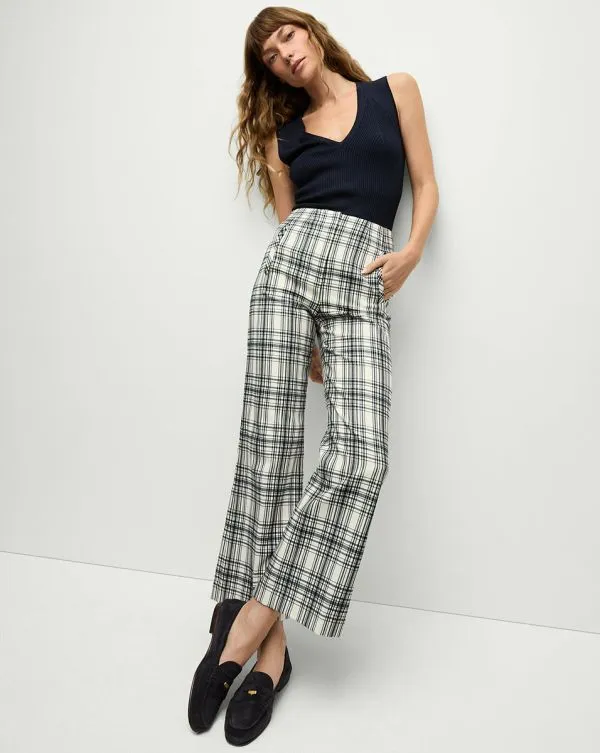 Dova Plaid Pant Ivoryandnavy Women Veronica Beard Pants