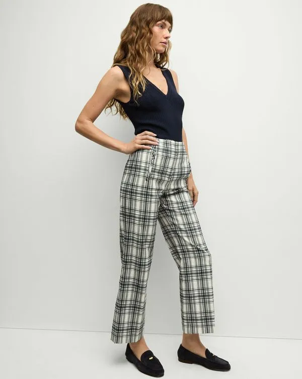 Dova Plaid Pant Ivoryandnavy Women Veronica Beard Pants Dova Plaid Pant Ivoryandnavy Women Veronica Beard Pants