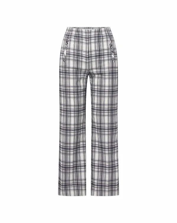 Dova Plaid Pant Ivoryandnavy Women Veronica Beard Pants Dova Plaid Pant Ivoryandnavy Women Veronica Beard Pants