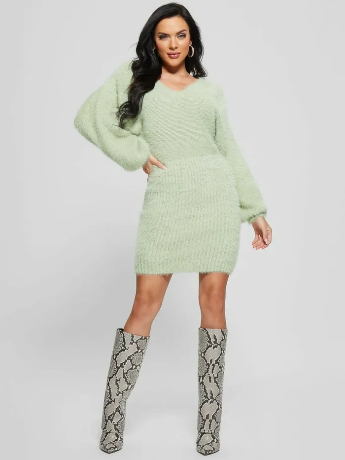 Dresses and Jumpsuits Adeline Fuzzy Sweater Dress Light Matcha GUESS Women