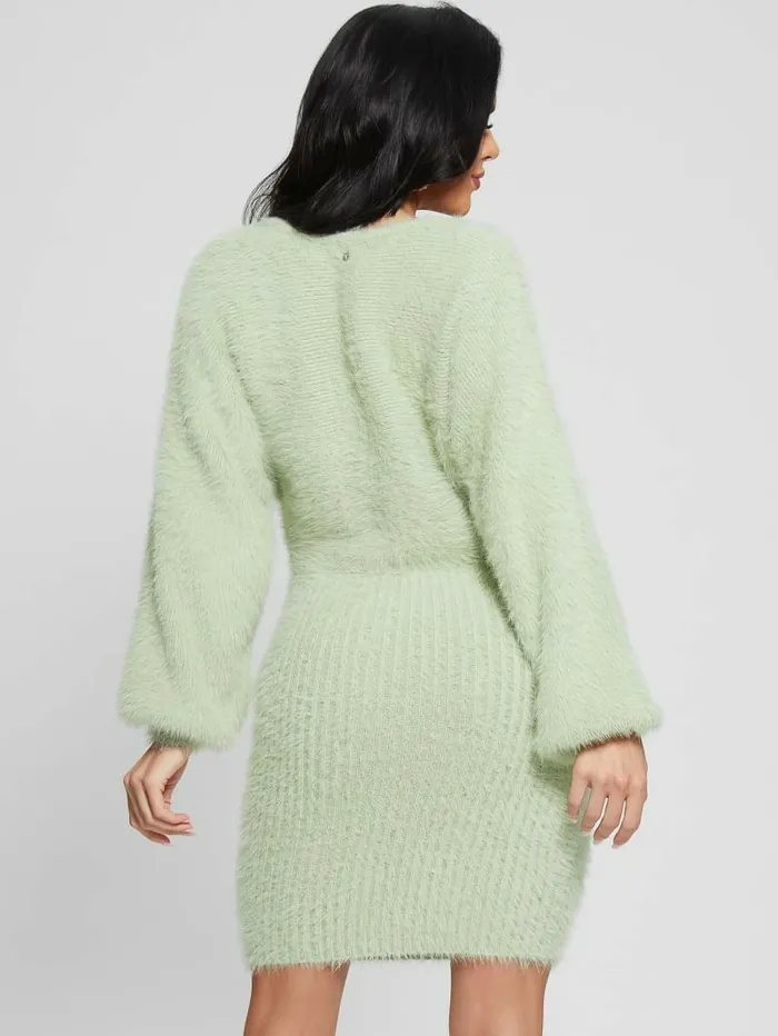 Dresses and Jumpsuits Adeline Fuzzy Sweater Dress Light Matcha GUESS Women Dresses and Jumpsuits Adeline Fuzzy Sweater Dress Light Matcha GUESS Women