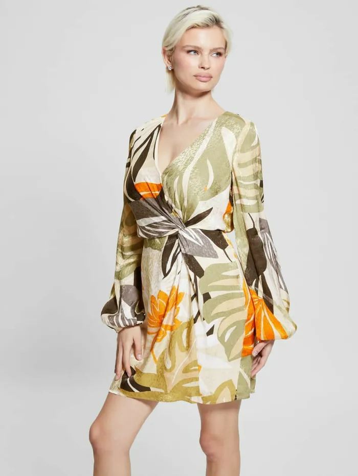 Dresses and Jumpsuits Cassia Jacquard Dress Foliage Form Print GUESS Women